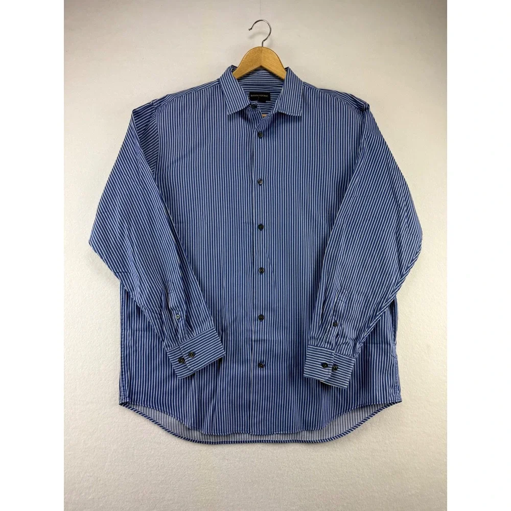 Banana Republic Shirt Mens XL Blue White Striped Long‎ Sleeve Button Down